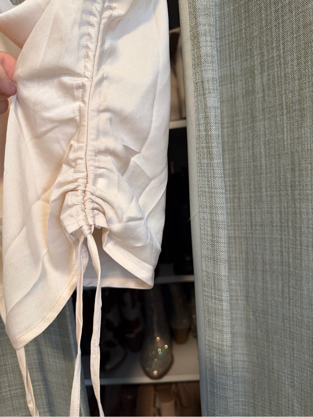Petal & Pup Satin Cowl Neck Tank in Cream - Picture 3 of 3